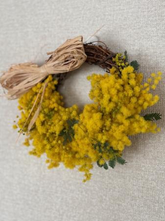 生花】ミモザのハーフリース ☆はなどんやキット - 花材通販はなどんや